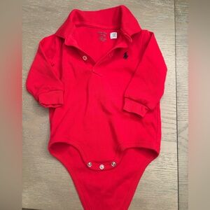 Ralph Lauren Bright Red Baby Polo Bodysuit